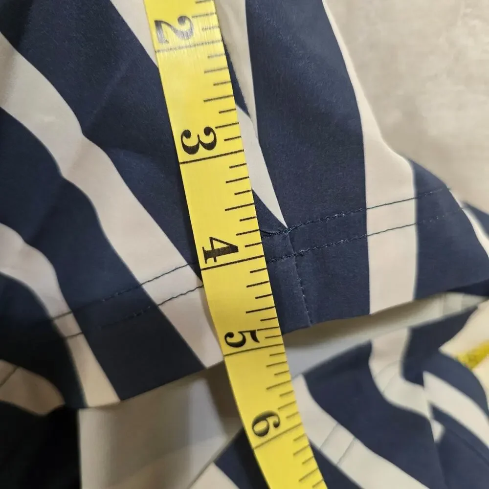 Vrst Striped resort swim shorts with navy and white vertical stripes NWT *FLAW*